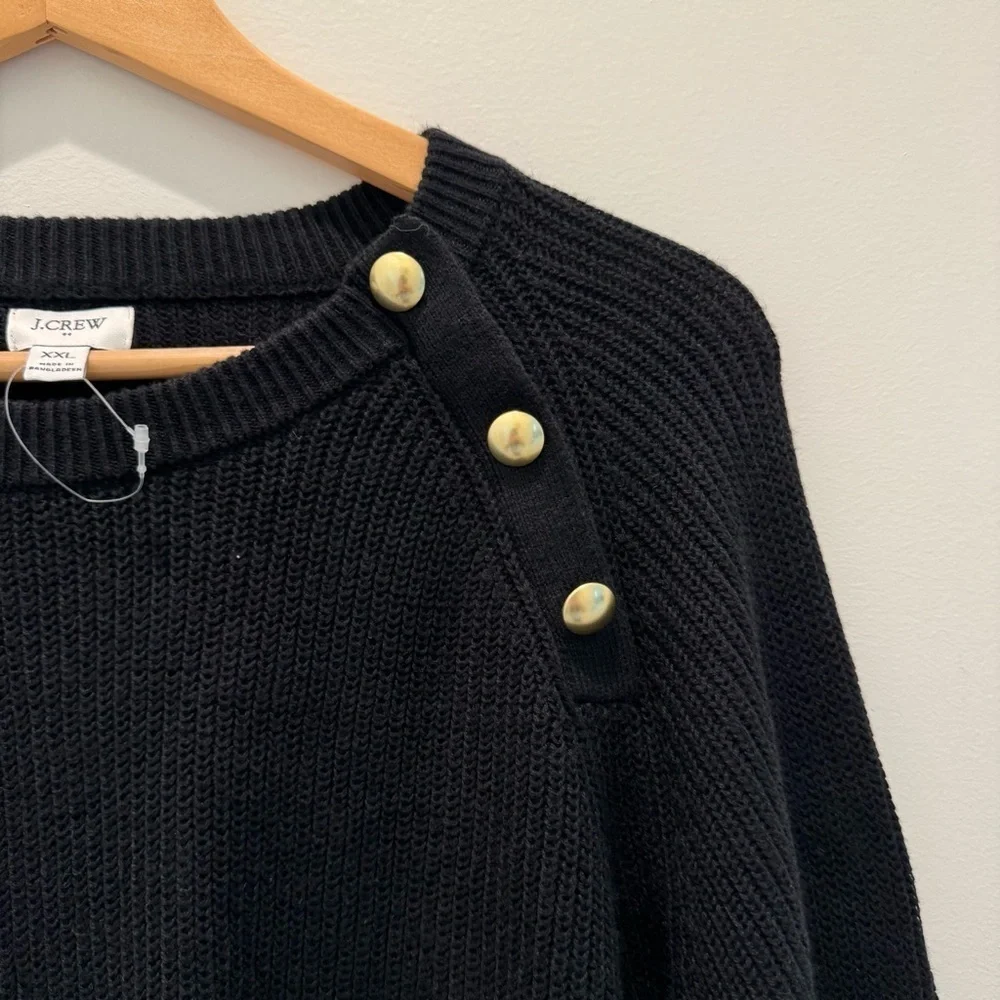 J. Crew Button Raglan Crewneck Sweater black Size XXL